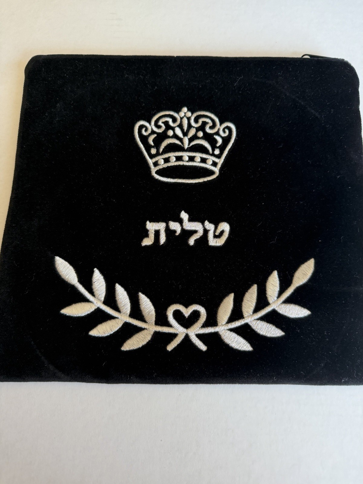 Black Velvet Tallit Bag With Silver Embroidery 10201