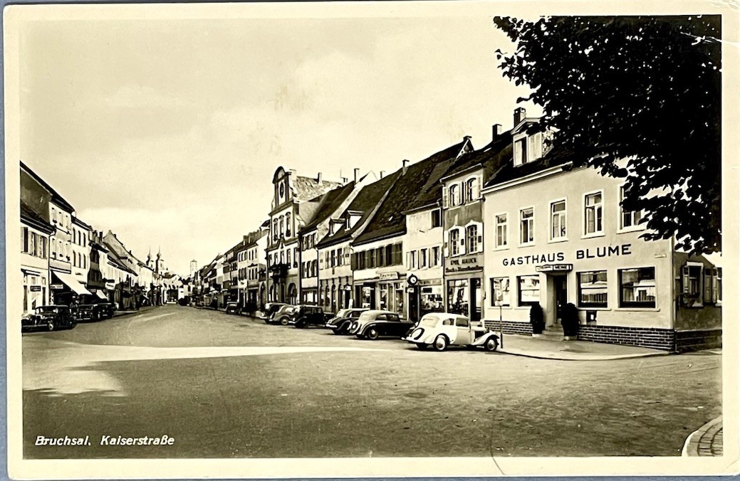 BRUCHSAL Kaiserstrasse Street Scene 1910s Germany RPPC Real Photo Postcard Inn