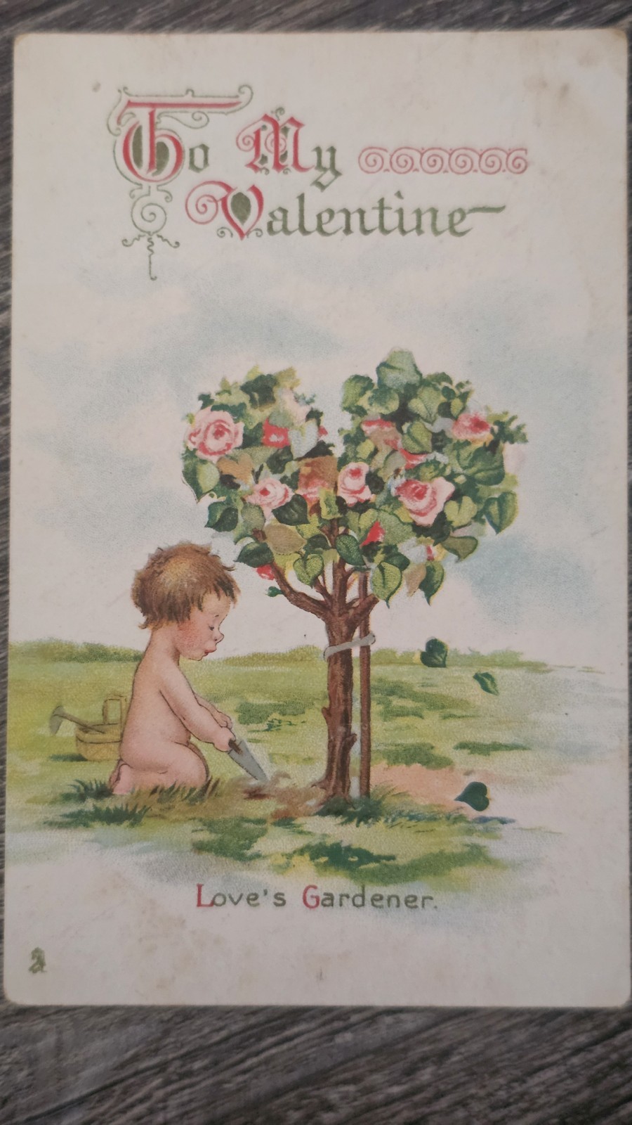 Antique Raphael Tuck Valentine Postcard Love\'s Gardener Cherub J Johnson