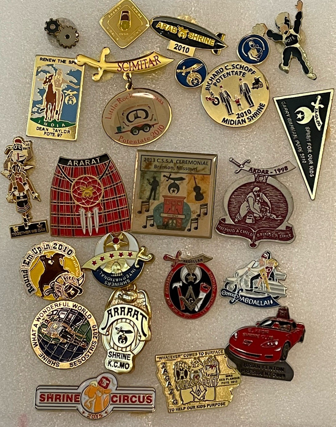 Masonic Shriner Lapel Pin Lot 1990s + Ararat Shrine Circus Scimitar 20 Pins