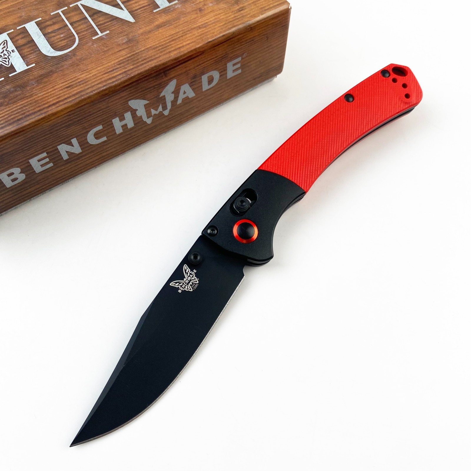 Benchmade Mini Crooked River 15085-BK-S30V Blad Red G10 Handle Folding Knife