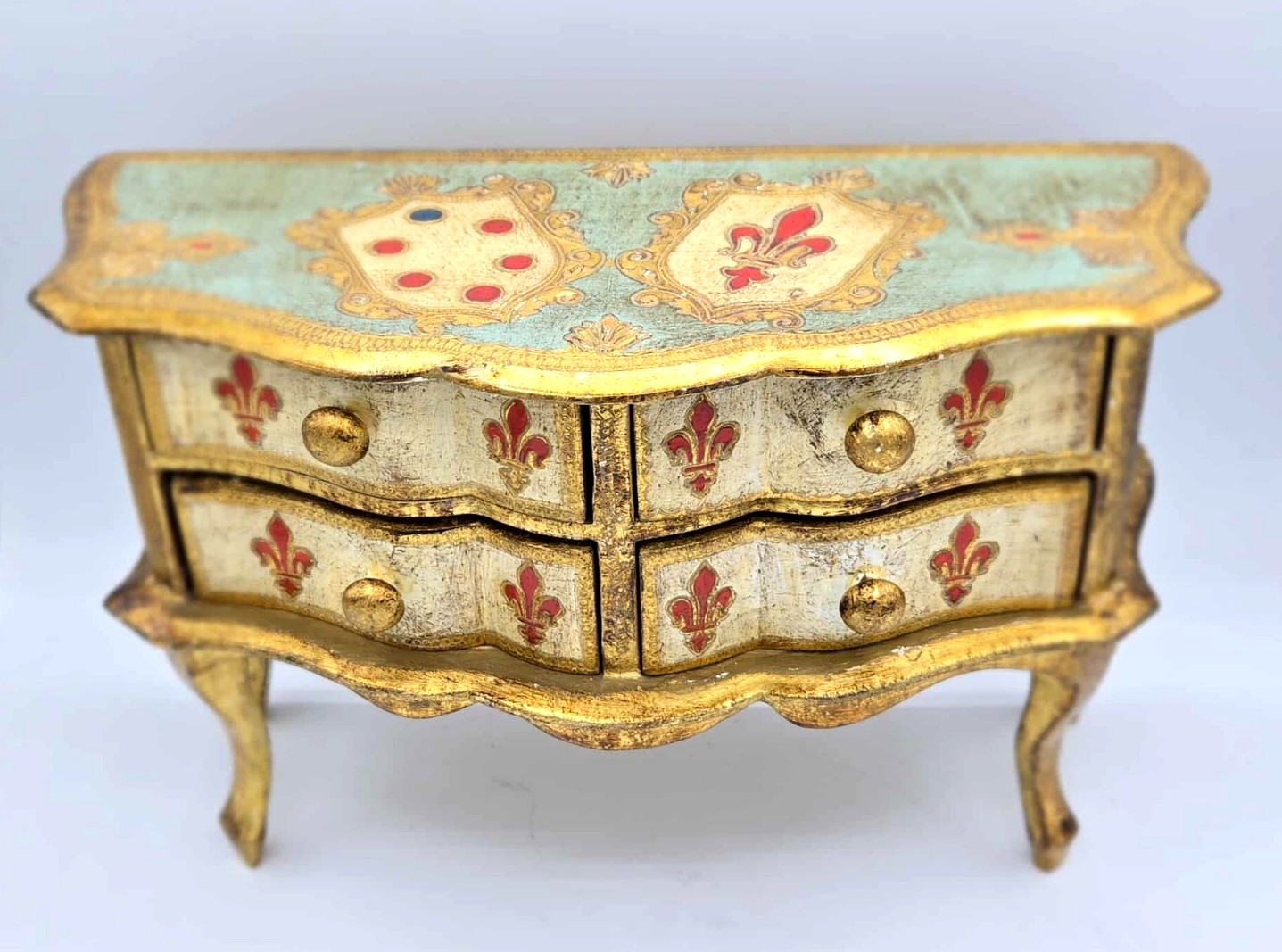 Antique Florentine Jewelry Box with House of Medici & Florence Heraldic Motifs