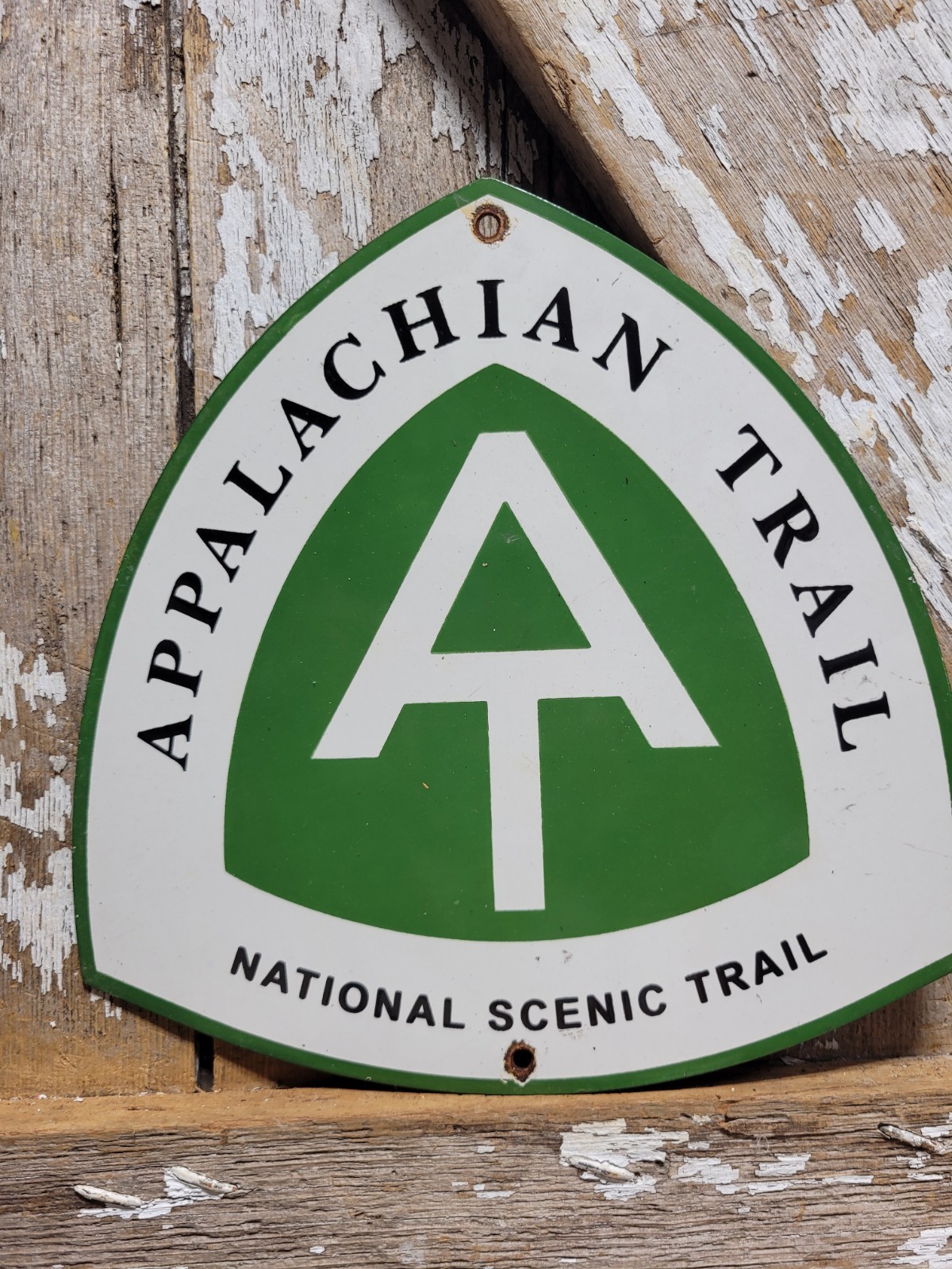 VINTAGE APPALACHIAN TRAIL PORCELAIN SIGN OLD SMOKY MOUNTAINS SCENIC HIKE 10\