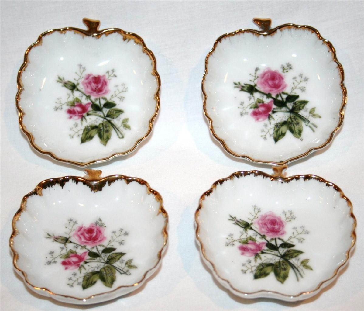 Set/4 Vintage LEFTON CHINA Numbered Rose Butter Pats #501