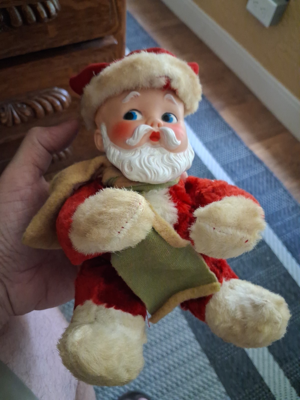 Vintage Baby Santa Plush Stuffed Toy from Knickerbocker Toy Co. Inc.