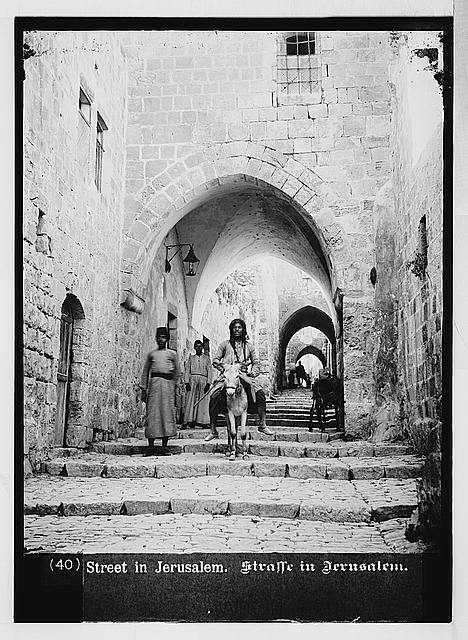 Jerusalem El-Kouds, near city, Street leading to Zion Gate 1920s Old Photo
