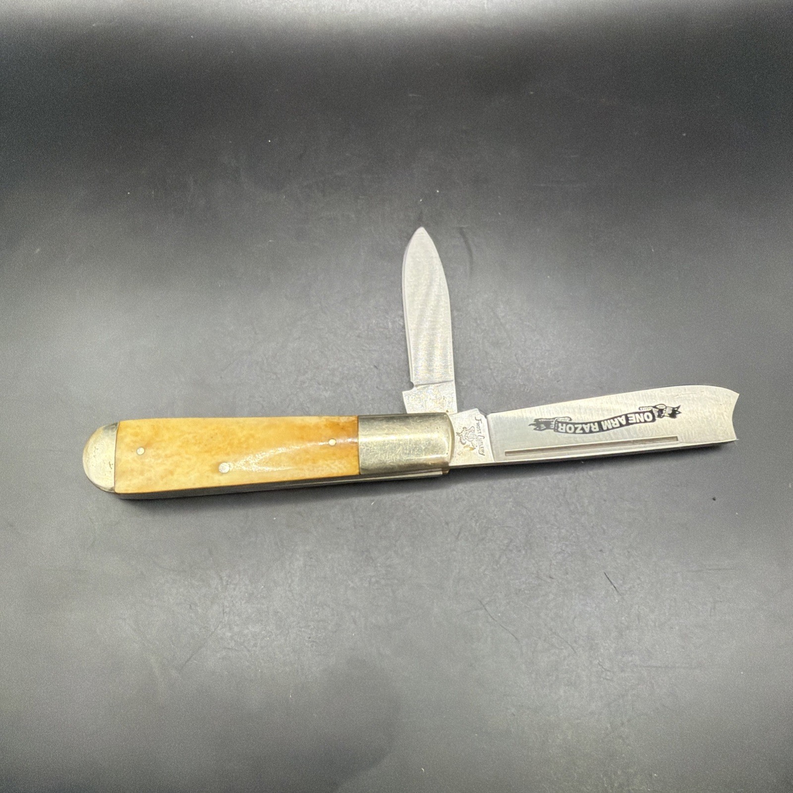 Vintage Frost Cutlery Handmade Smooth Bone One Arm Razor Trapper Pocket Knife