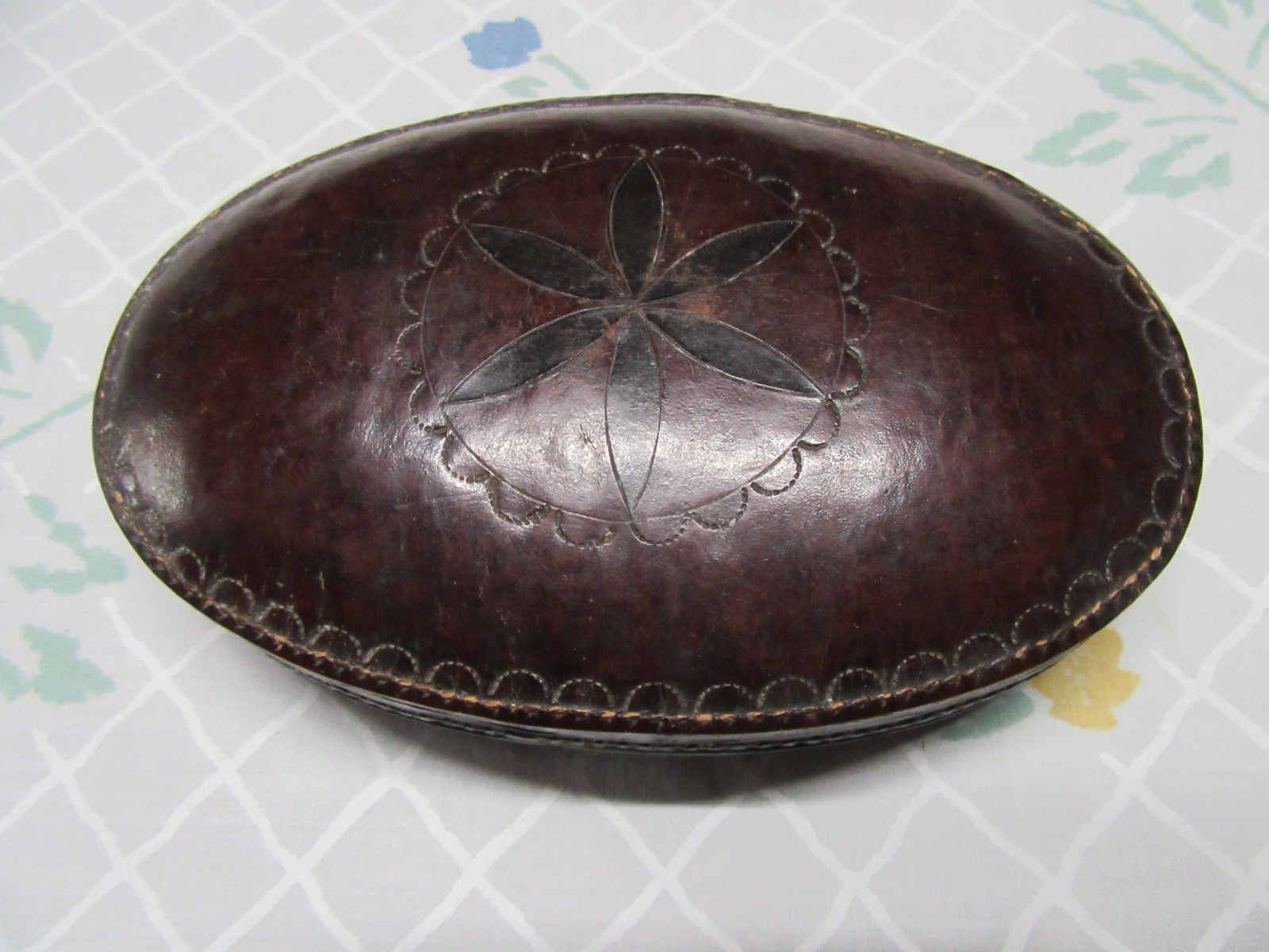 Antique Leather Friesian Dutch Oval Hinged Tobacco Box 18thC Antique Leather Friesian Dutch Oval Hinged Tobacco Box 18thC
