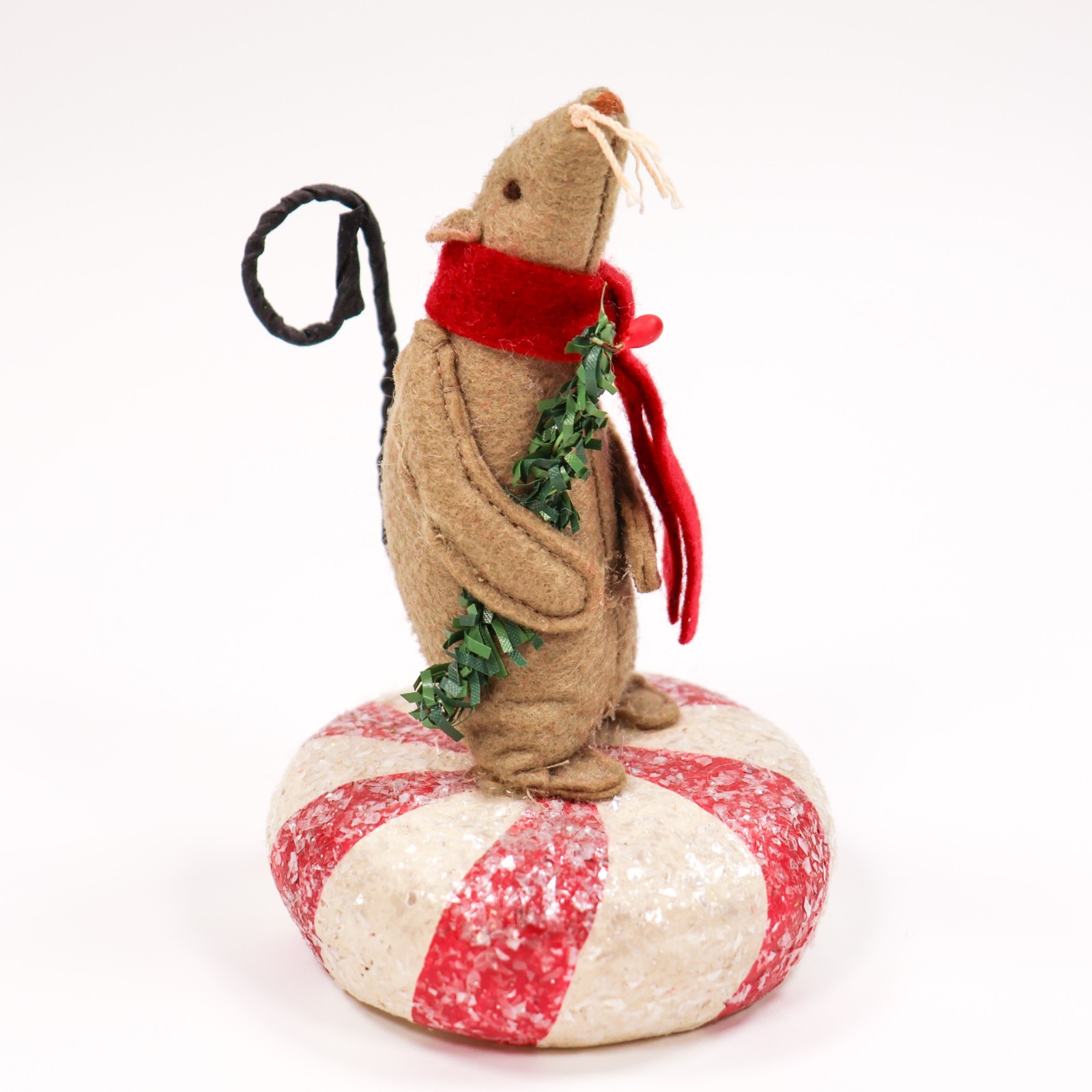 Vintage Brenda Gervais For ESC Trading Co Christmas Felt Mouse Peppermint Figure