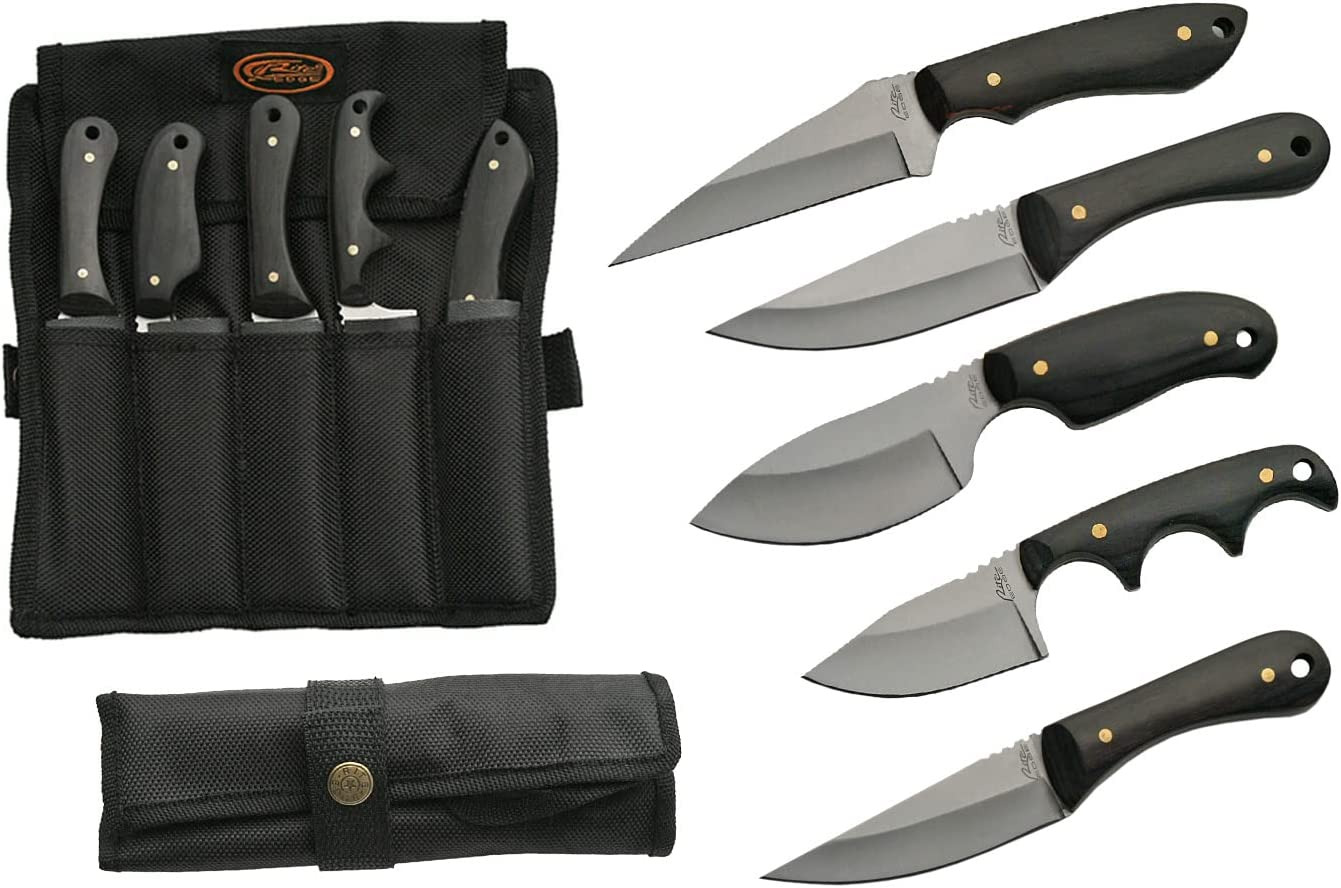 Best Hunting Supplies 5Pc Skinning Knife Set,Black Deer