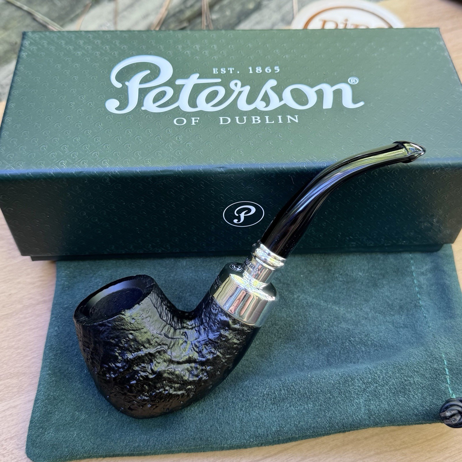 Peterson System Spigot Sandblasted (307) P-Lip Tobacco Pipe Sterling - New Peterson System Spigot Sandblasted (307) P-Lip Tobacco Pipe Sterling - New