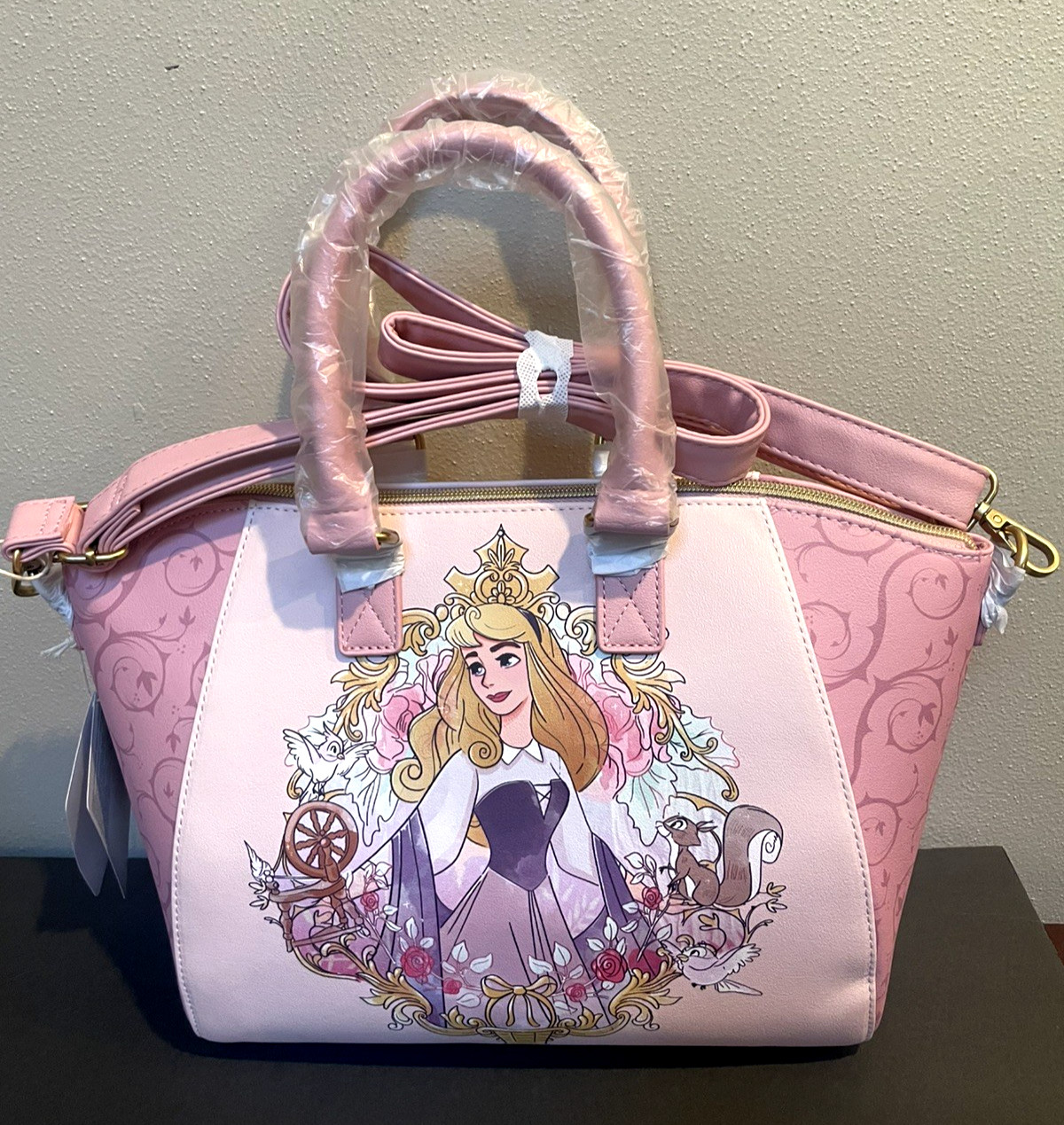 New Loungefly Disney Sleeping Beauty Aurora Icon Frame Pink Satchel Bag Purse