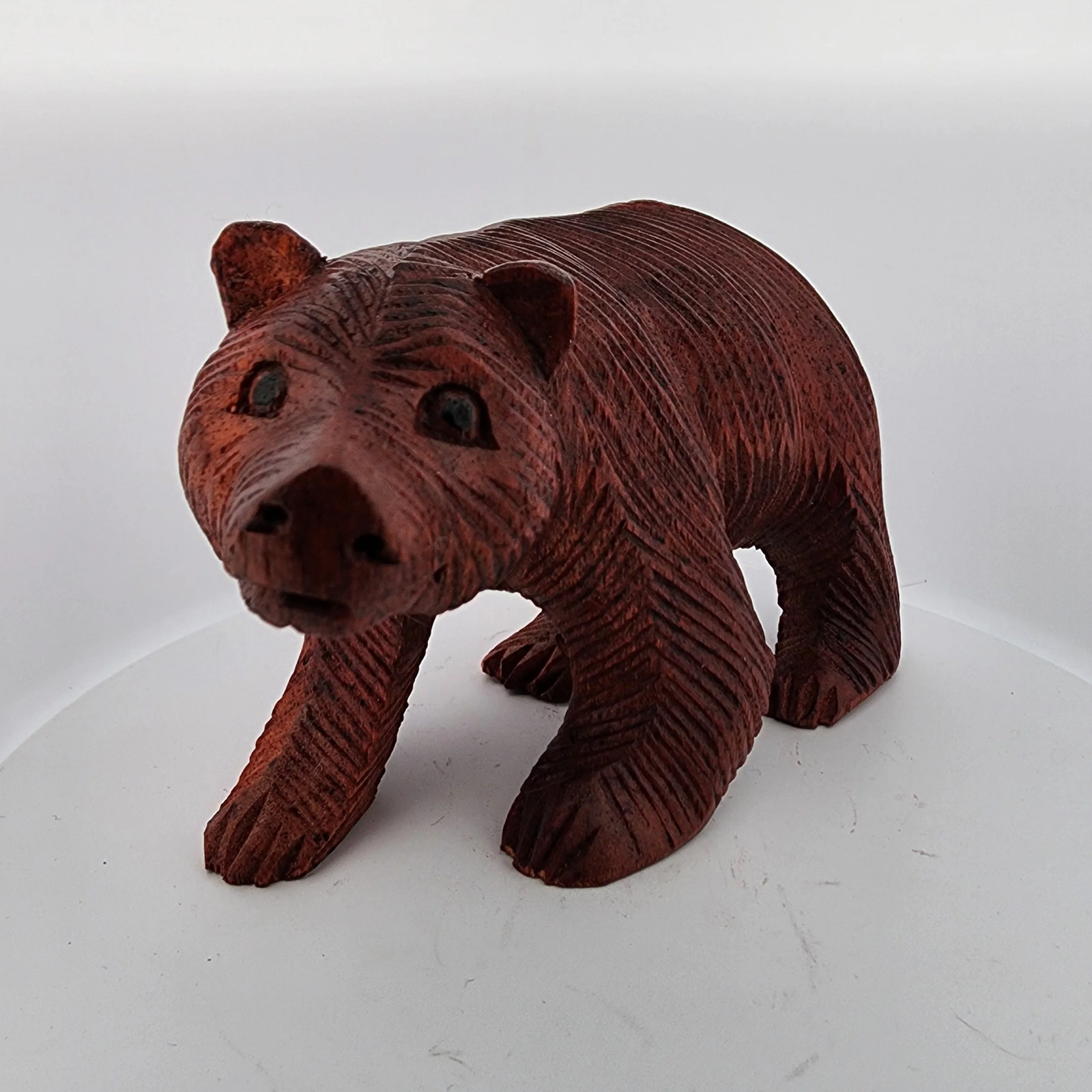 Hand-Carved Soro Wood Bear Sculpture - Large 6 Inch Figurine