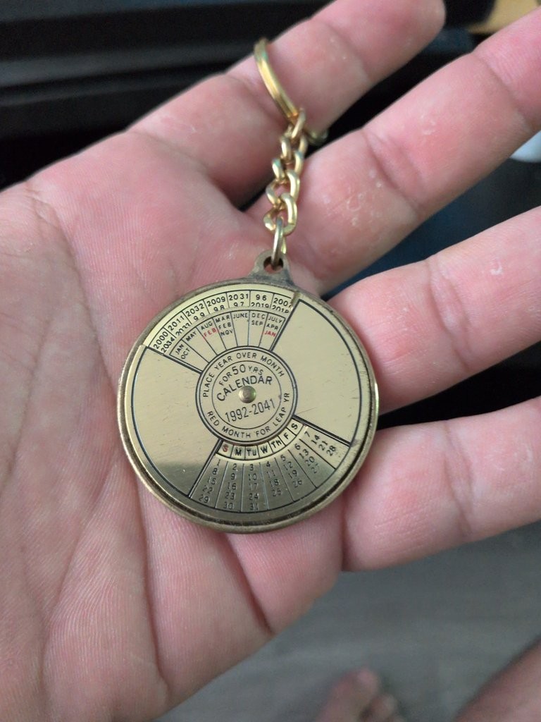 Vintage Perpetual Calendar Keychain 1992-2041