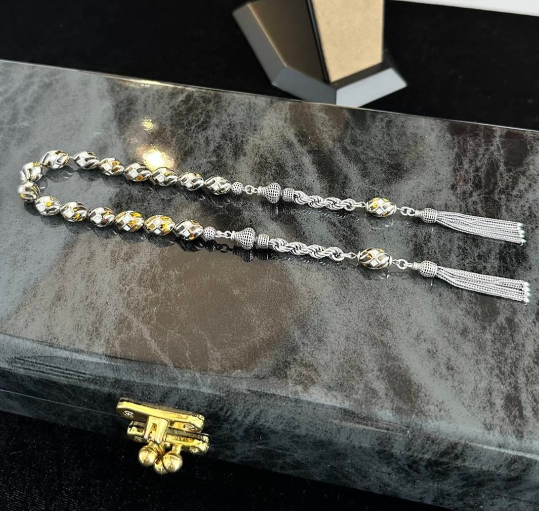 Original Handcrafted Silver Design Caged Brown Zaza Prayer Beads Original Handcrafted Silver Design Caged Brown Zaza Prayer Beads