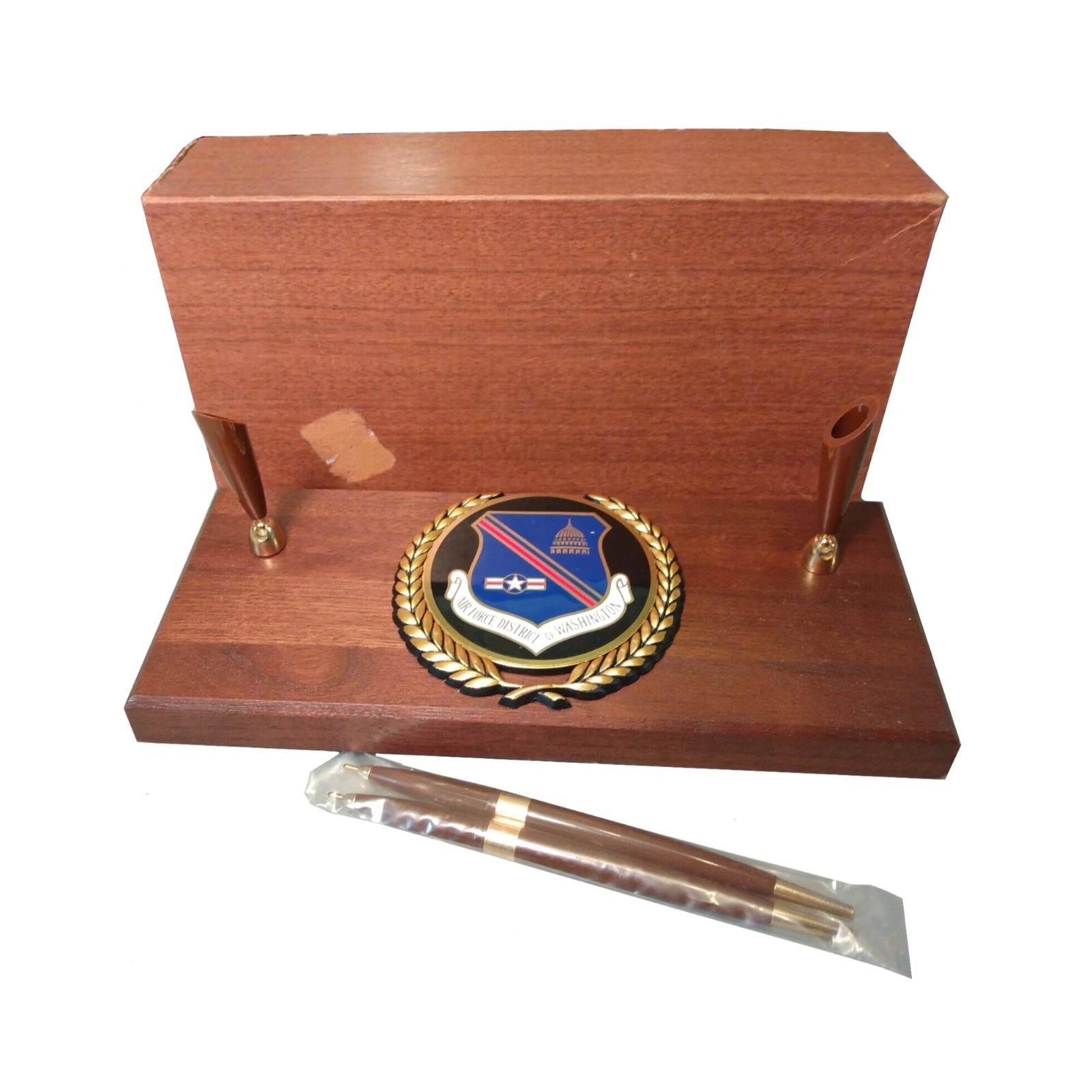 Vintage Air Force District Washington Walnut Desktop Executive Pen Set by Crest