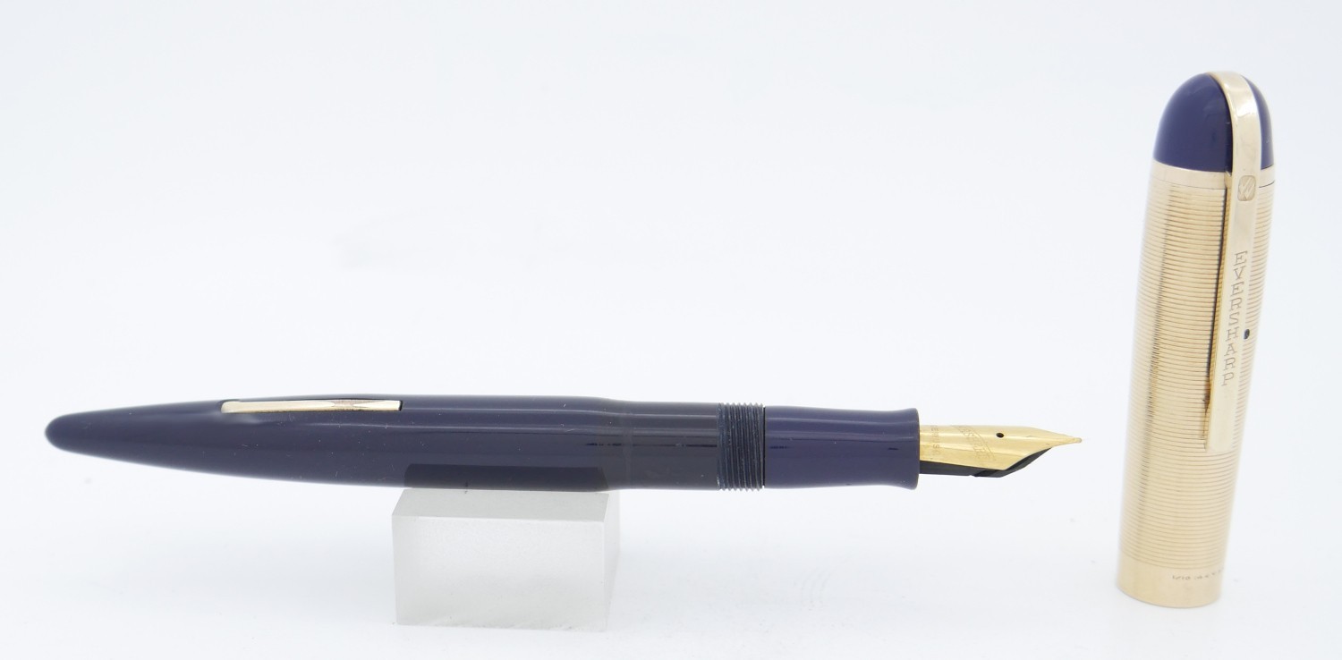 Eversharp Skyline Full-Size Navy Blue w/Gold Cap Fountain Pen - 1940s - Fine Nib