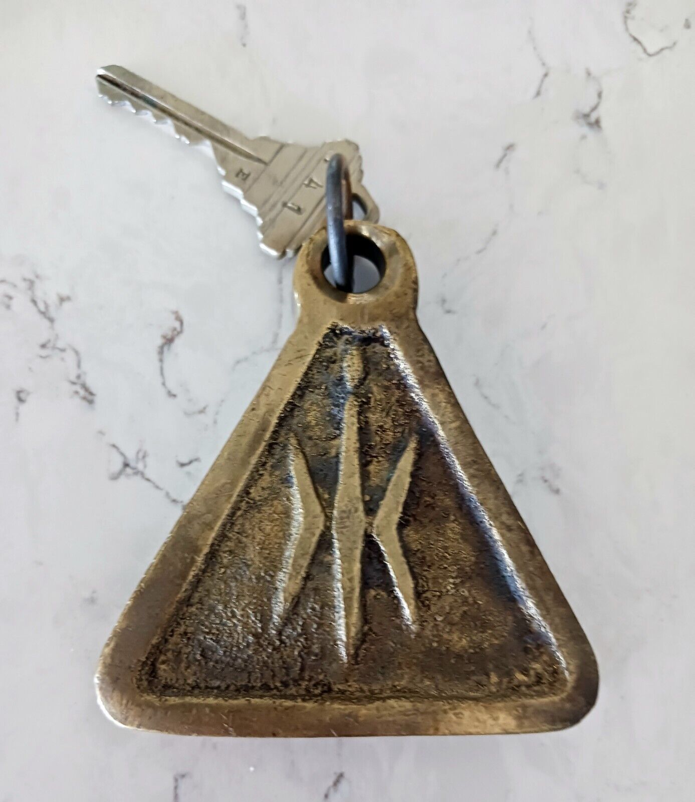 Heavy Brass Antique Hotel Key and Fob with Symbol Weighs 8 Oz. Room  741