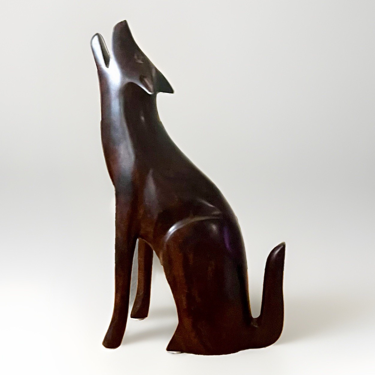 VTG Howling Wolf Coyote hand carved 9” Southwestern Folk Art ironwood heavy 