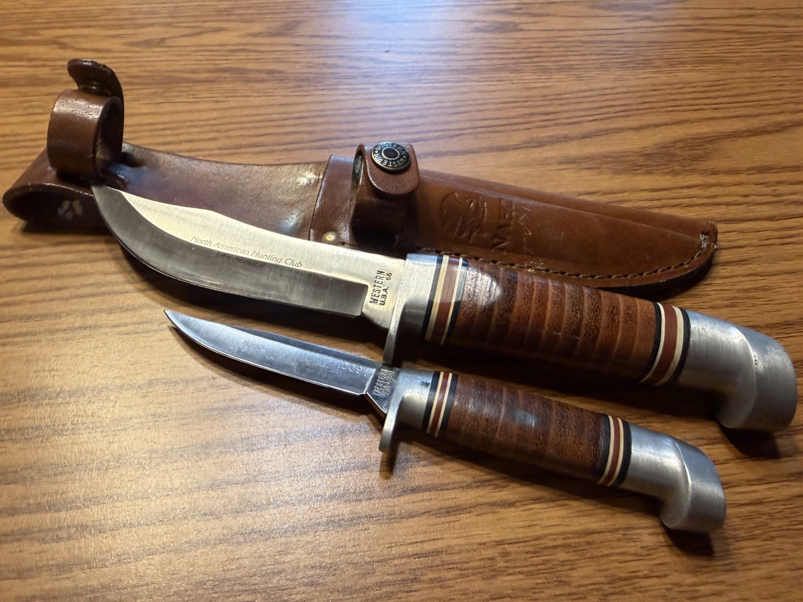 Vintage Western USA L628 66 Twin Knife Piggyback Hunting Combo Set Serial Number