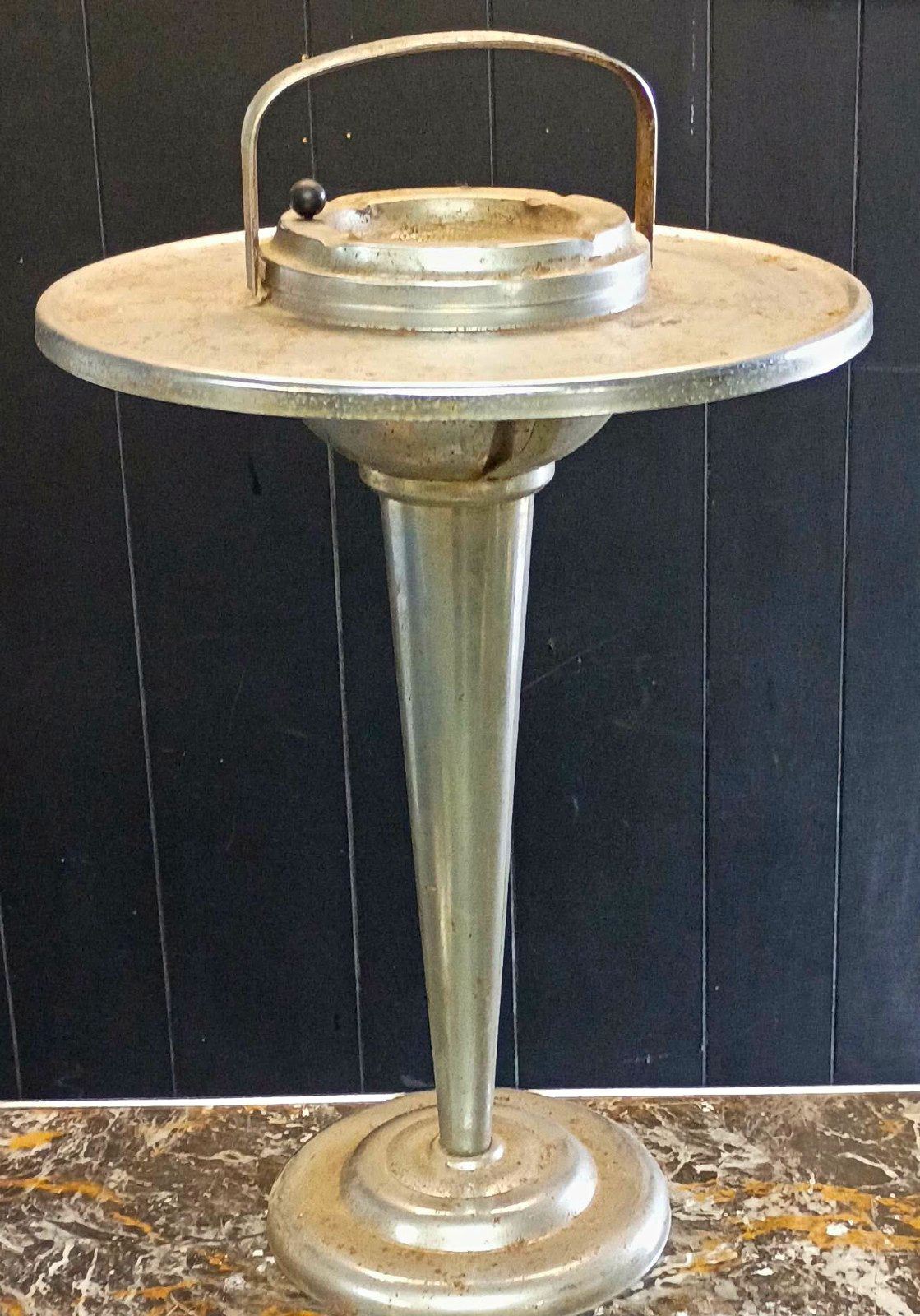 Vintage Art Deco Hollywood Regency  Smoke Stand Ashtray w/Handle Top Jetsons