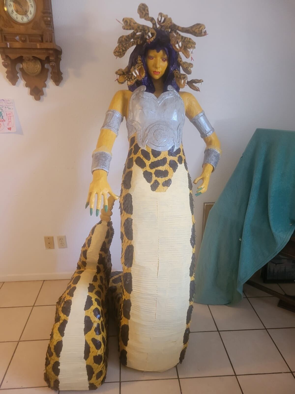 Paper Mache Medusa Art. Uniquely made, One of a Kind. 6.5 ft tall.
