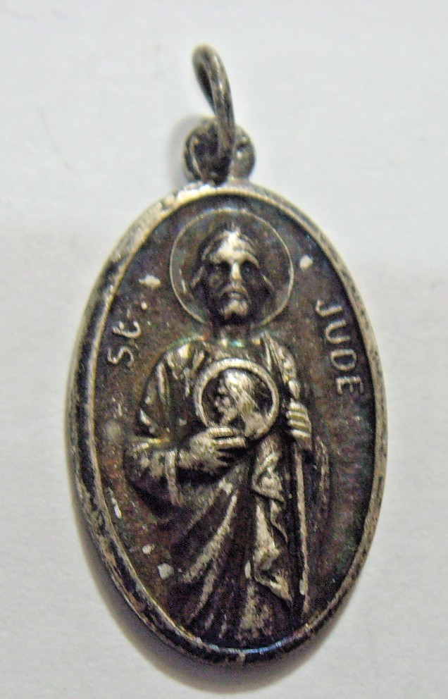 1930s antique catholic Saint Jude shrine difficult causes pendant 55084