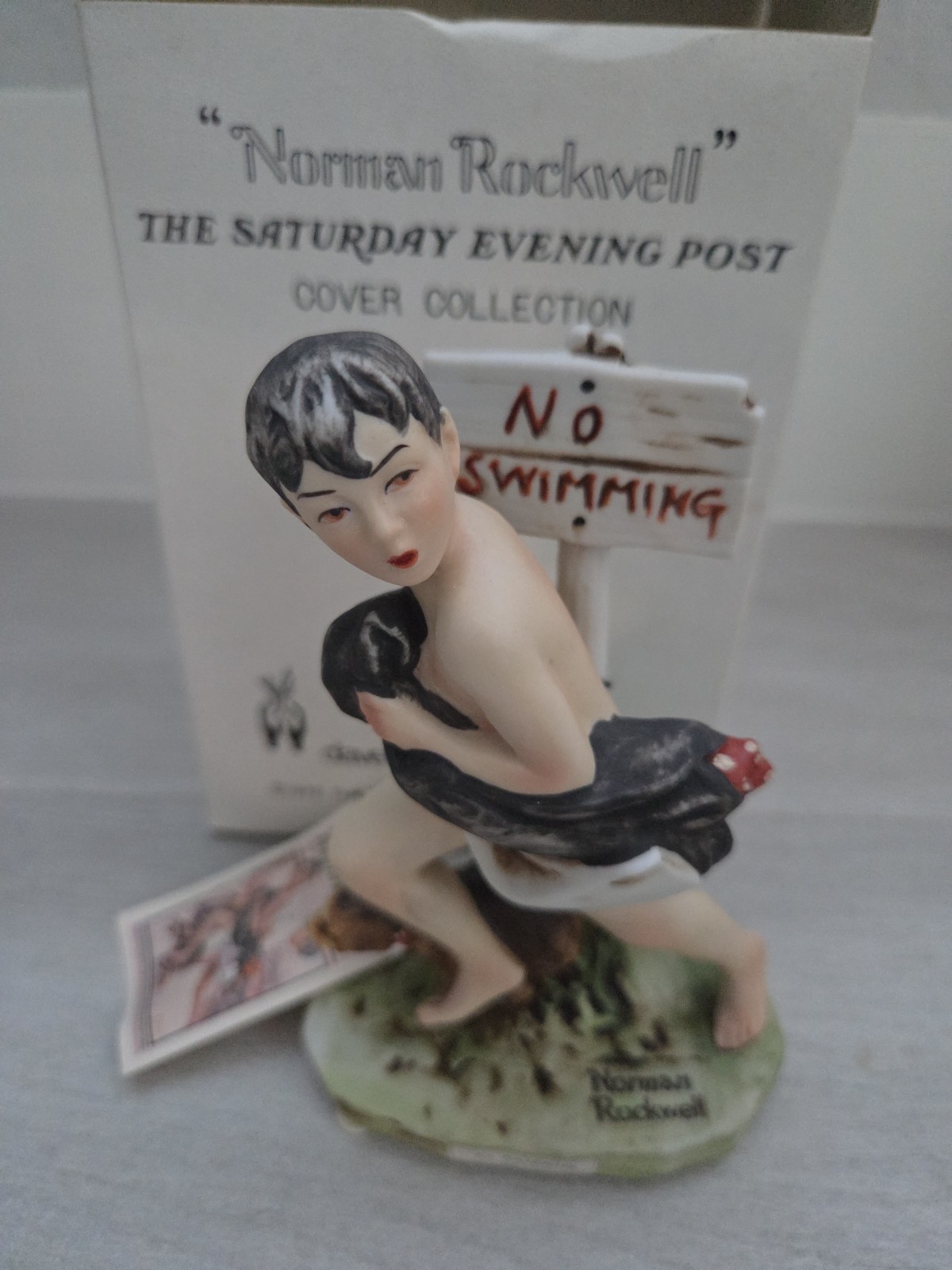 VTG 1978 Norman Rockwell No Swimming Figurine Dave Grossman Japan NR-5 BOX