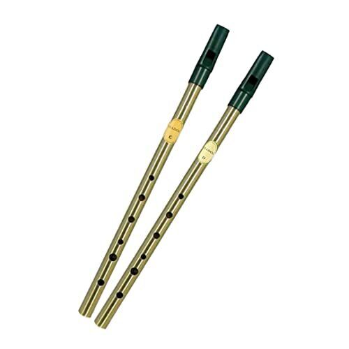 Feadog Set of 2 Irish Tin Whistle Brass Key C and D with Tutor Book and CD