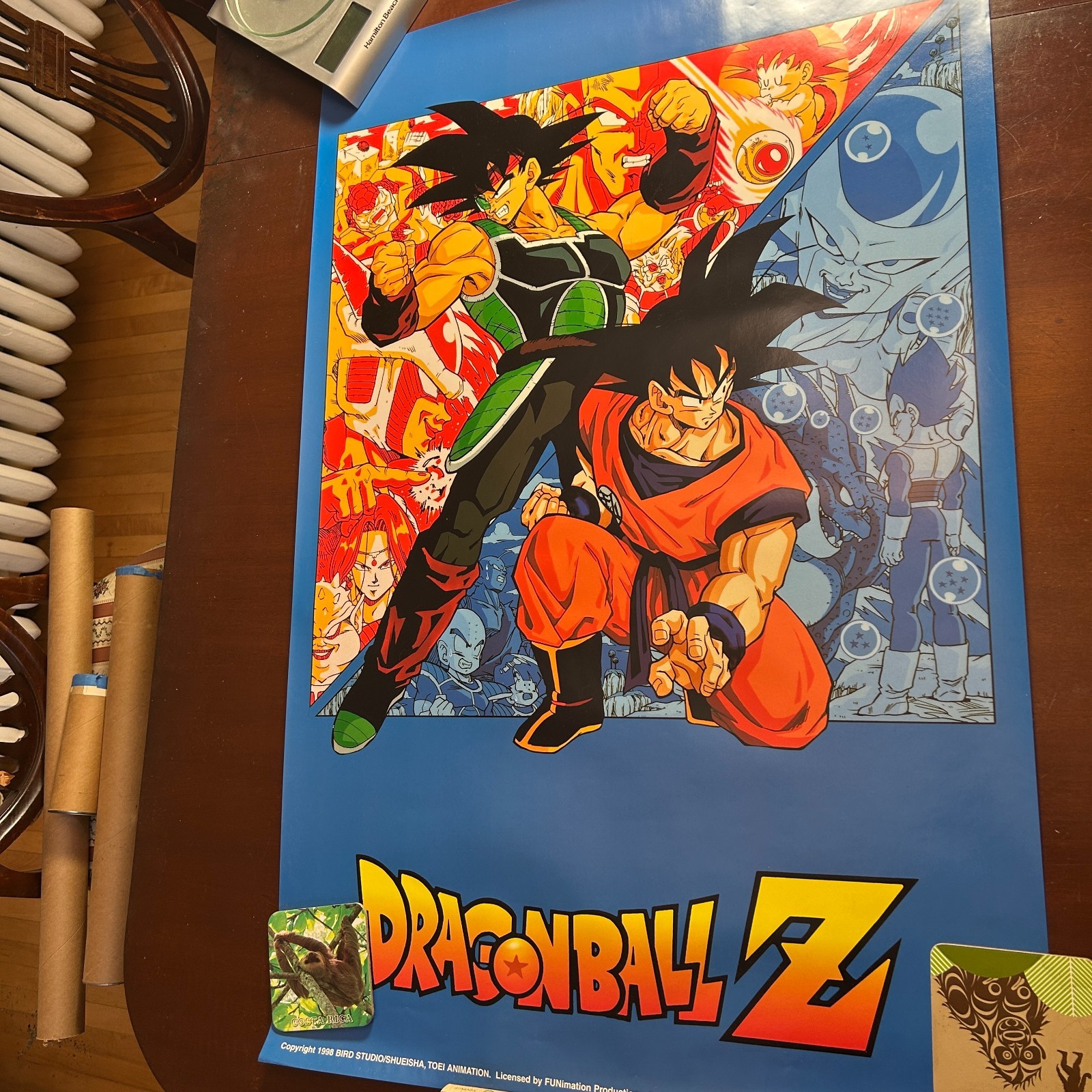 Vintage 1998 Dragon Ball Z Bardock Goku Poster NOS #40024 Was Sealed in Tube