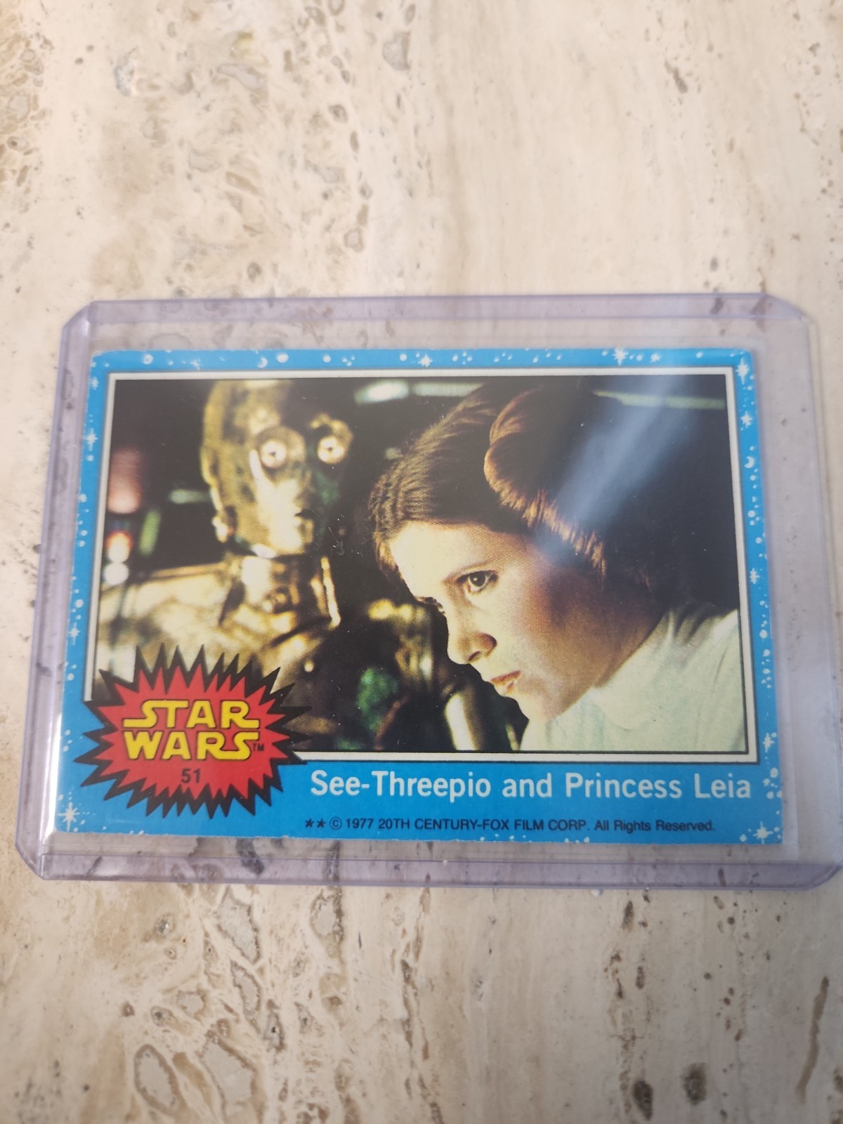 1977 Topps STAR WARS BLUE SEE-THREEPIO C-3PO AND PRINCESS LEIA #51  Ungraded 