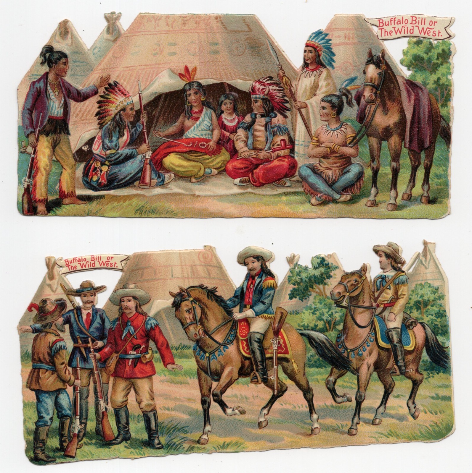 BUFFALO BILL OR THE WILD WEST die cut paper scraps, Victorian-5 BUFFALO BILL OR THE WILD WEST die cut paper scraps, Victorian-5