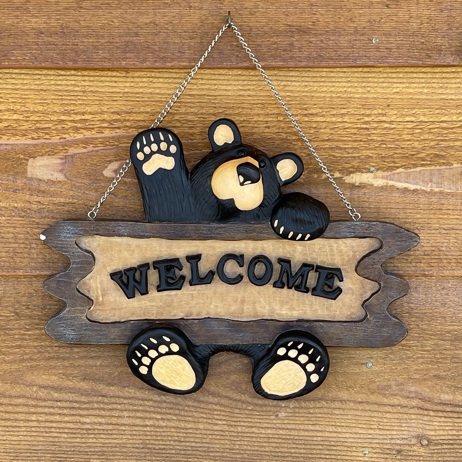 Bearfoots Bear Welcome Wall Hanging Jeff Fleming Big Sky Carvers Resin Vintage Bearfoots Bear Welcome Wall Hanging Jeff Fleming Big Sky Carvers Resin Vintage