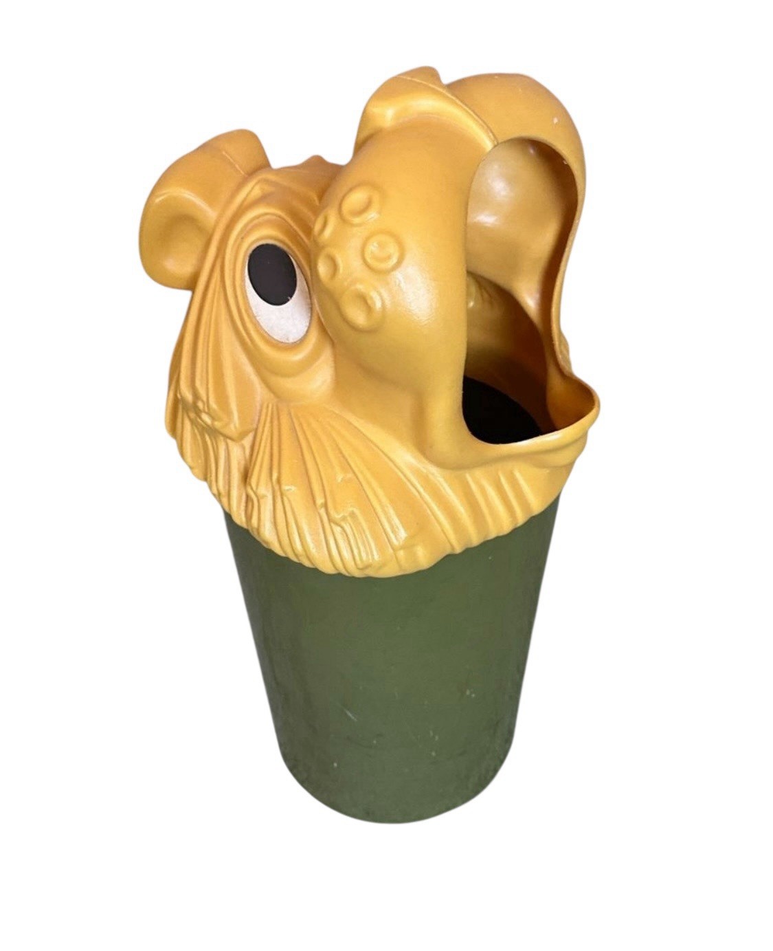 Vintage Fesco Circus Lion Kid's Plastic Trash Can Bin Green