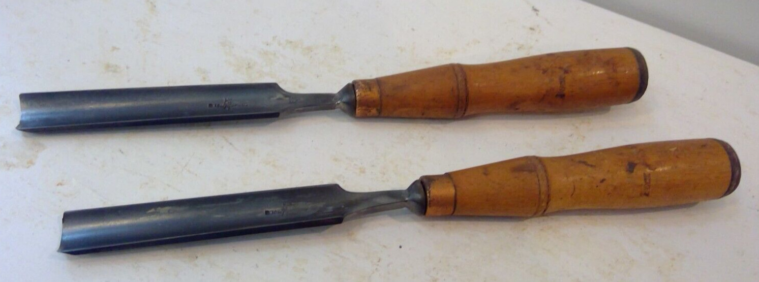 2 Vintage Buck Bros. Brothers Woodworking Gouge Carpentry Hand Tools 3/4