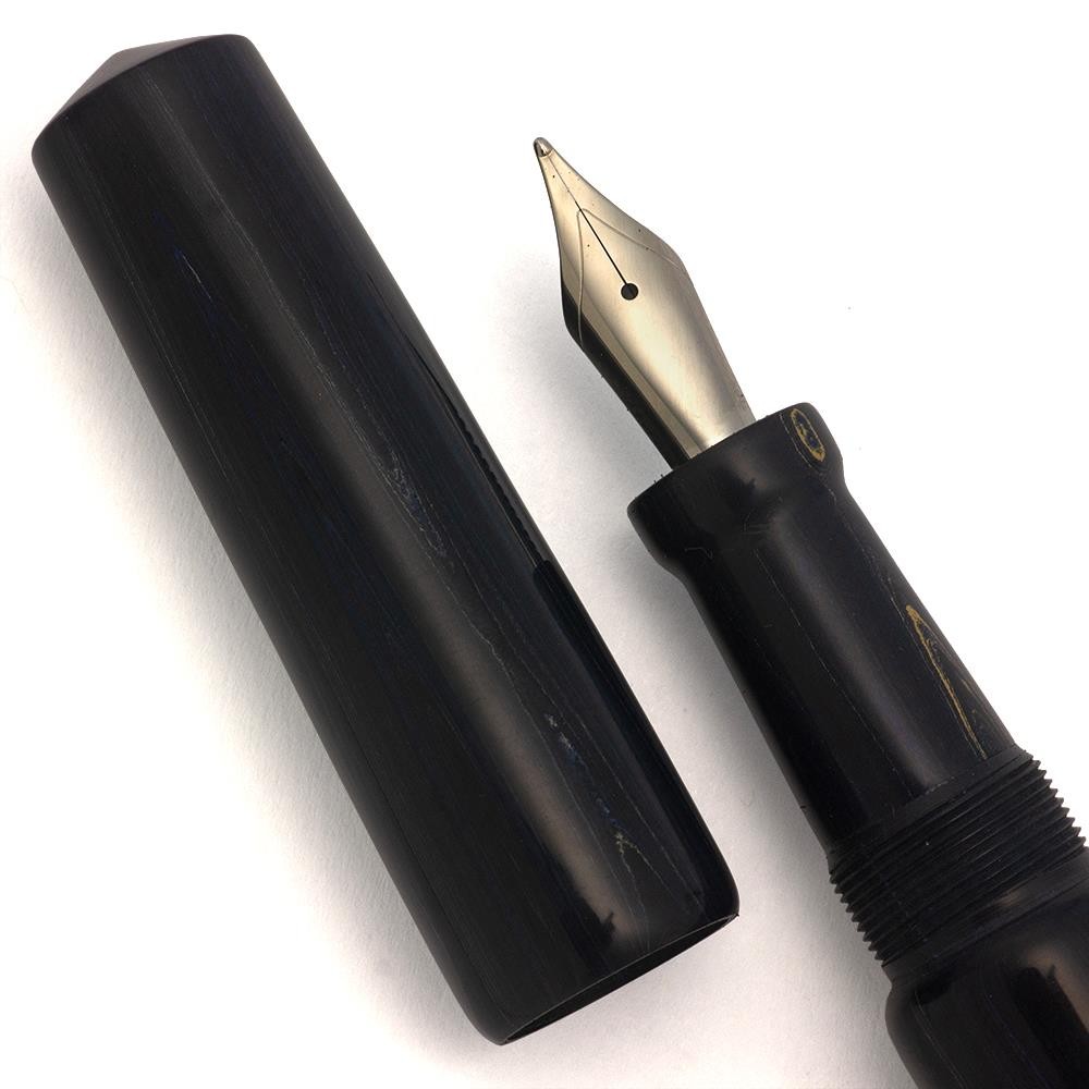 Ranga Grand Abhimanyu Prem. Ebonite Fountain Pen - Blue Woodgrain JoWo 6 Nib C/C