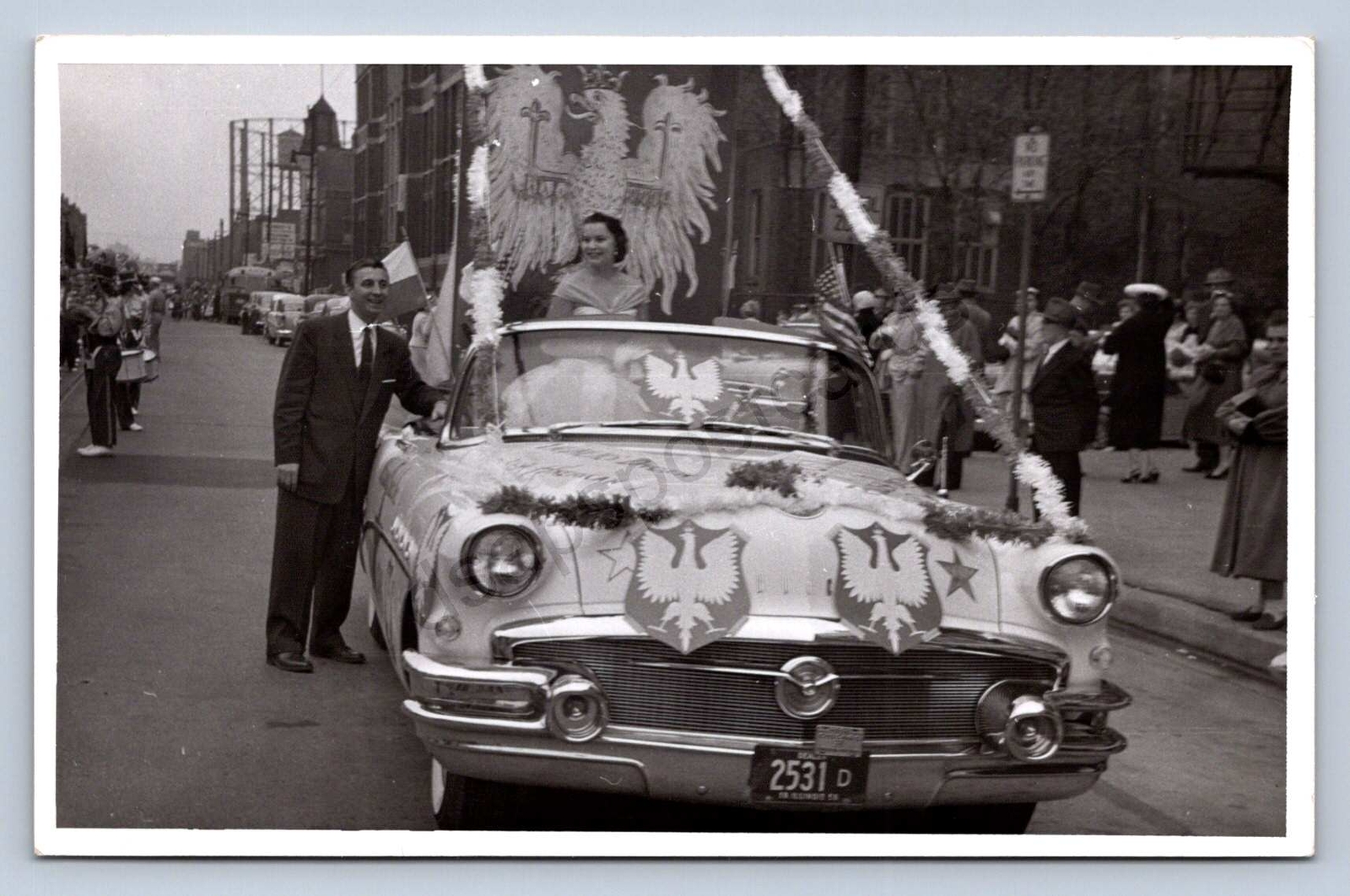 K7/ Chicago Illinois? RPPC Postcard c1950s Parade Float Automobile 707