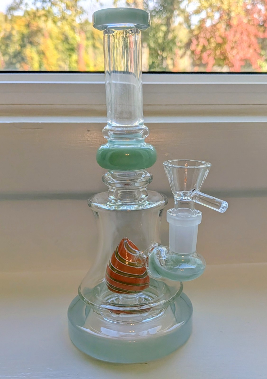 Water Pipe Bong 8 Inch Heavy Green Slime Premium Shower Perc Red & Green Swirl