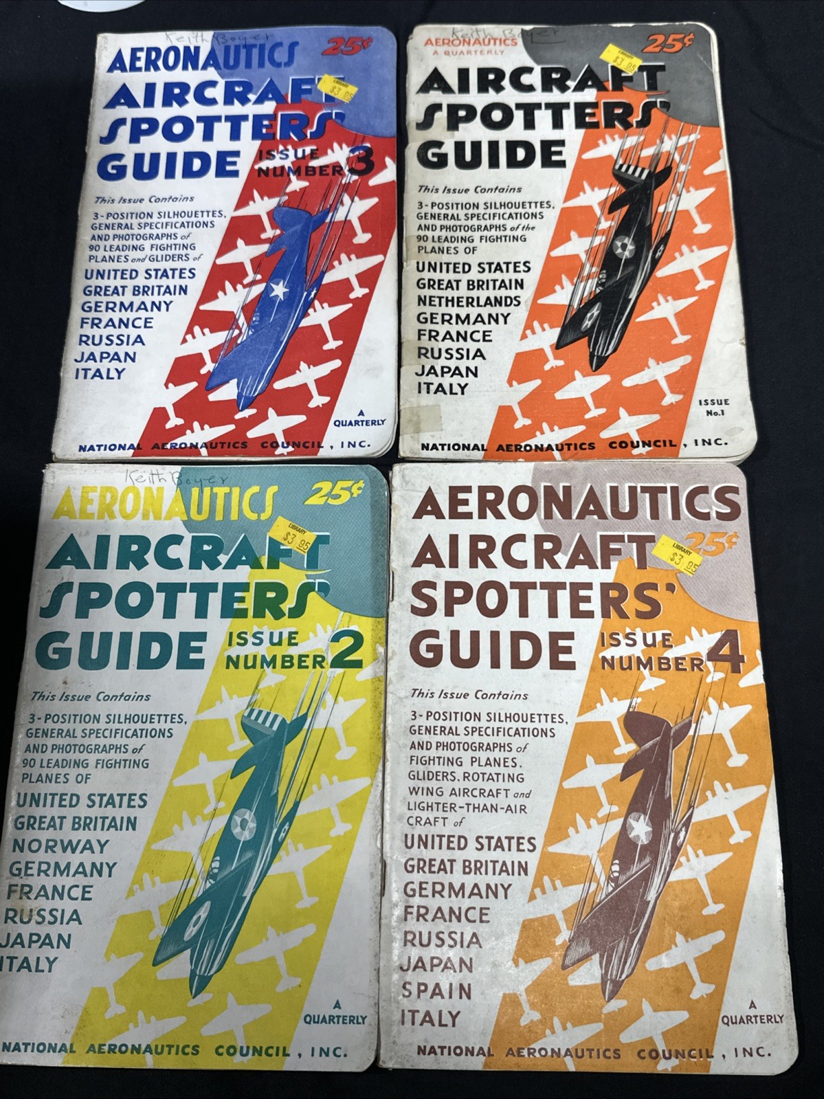Vintage Set of 4 Aeronautics Aircraft Spotters' Guides WWII Era 1942-44 Vintage Set of 4 Aeronautics Aircraft Spotters' Guides WWII Era 1942-44