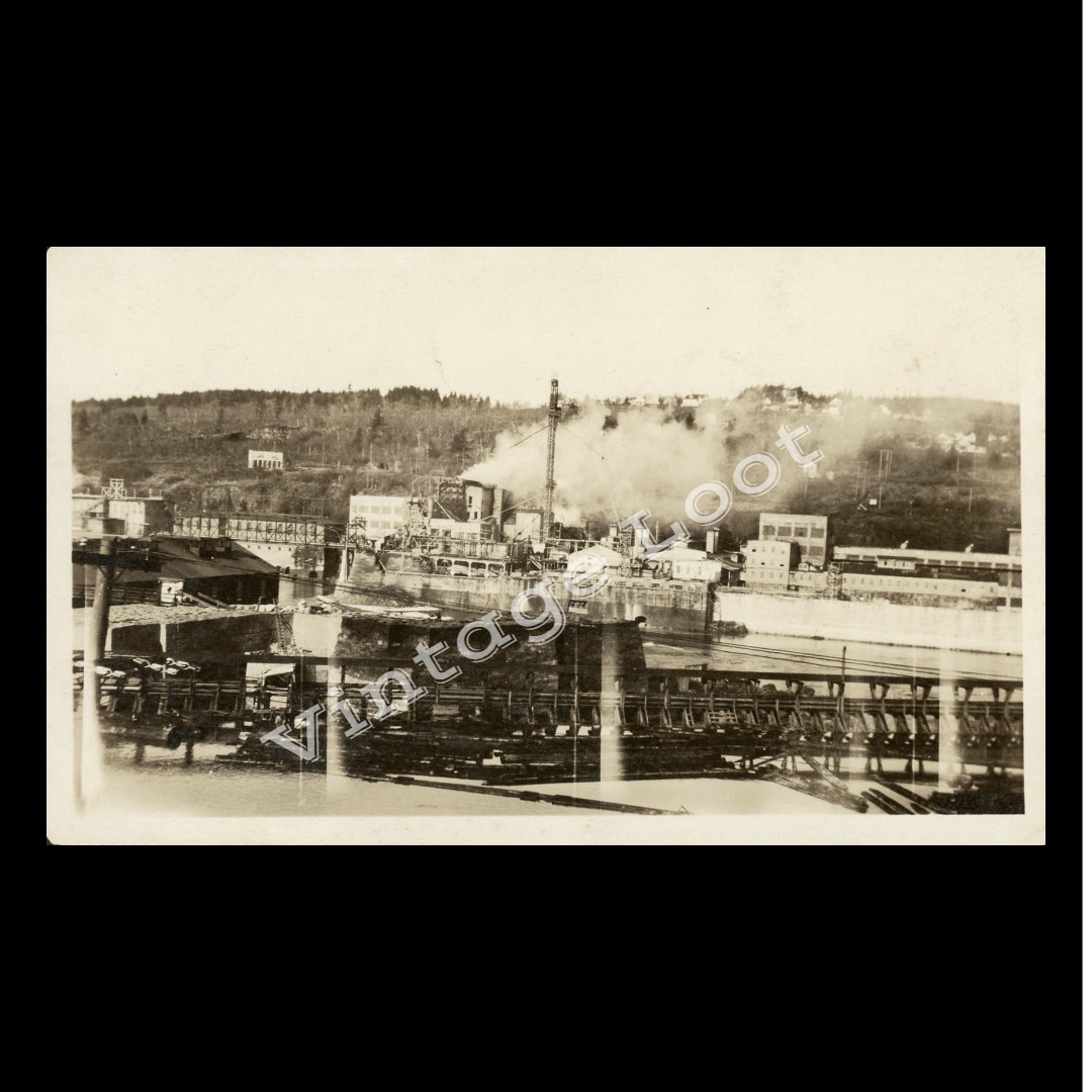 Early 1900s Photo - OREGON CITY, OR Paper Mill from across the River - Fab View