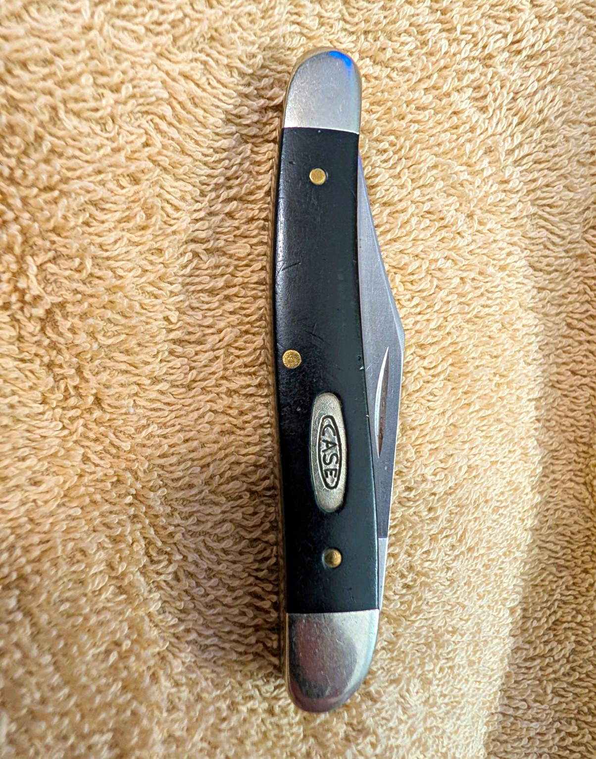 1990 Case XX USA 22087 SS Medium Jack 2-Blade Black Handle Pocket Knife
