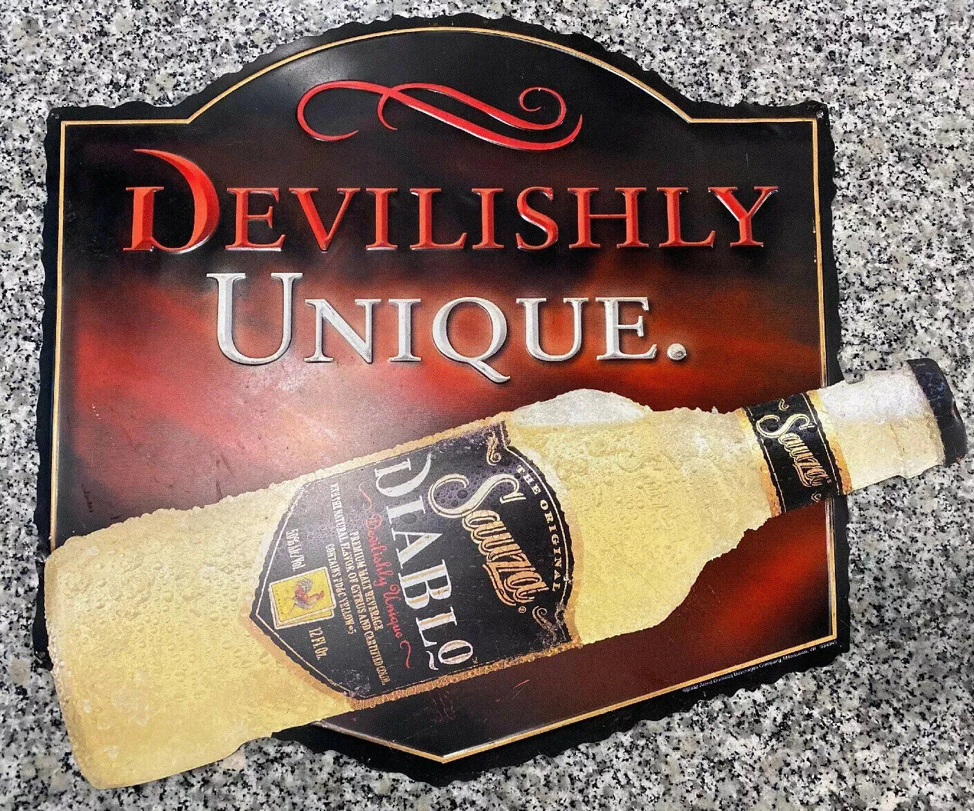 Vtg Large Devilishly Unique Sauza DIABLO Metal Sign MAN CAVE Bar Pub 30”x 25”