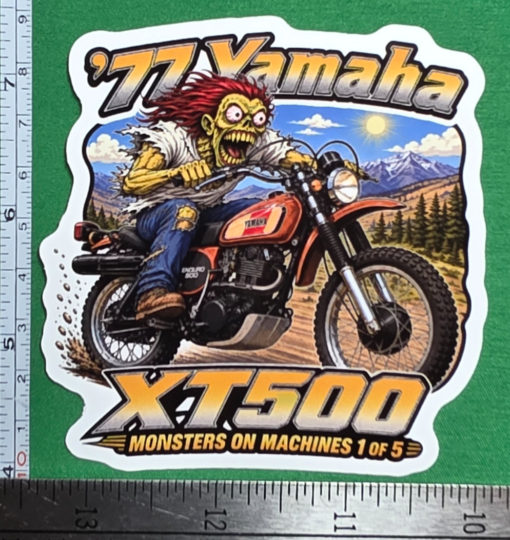 1977 Yamaha XT500 9x9cm Durable Die-Cut Vinyl Sticker