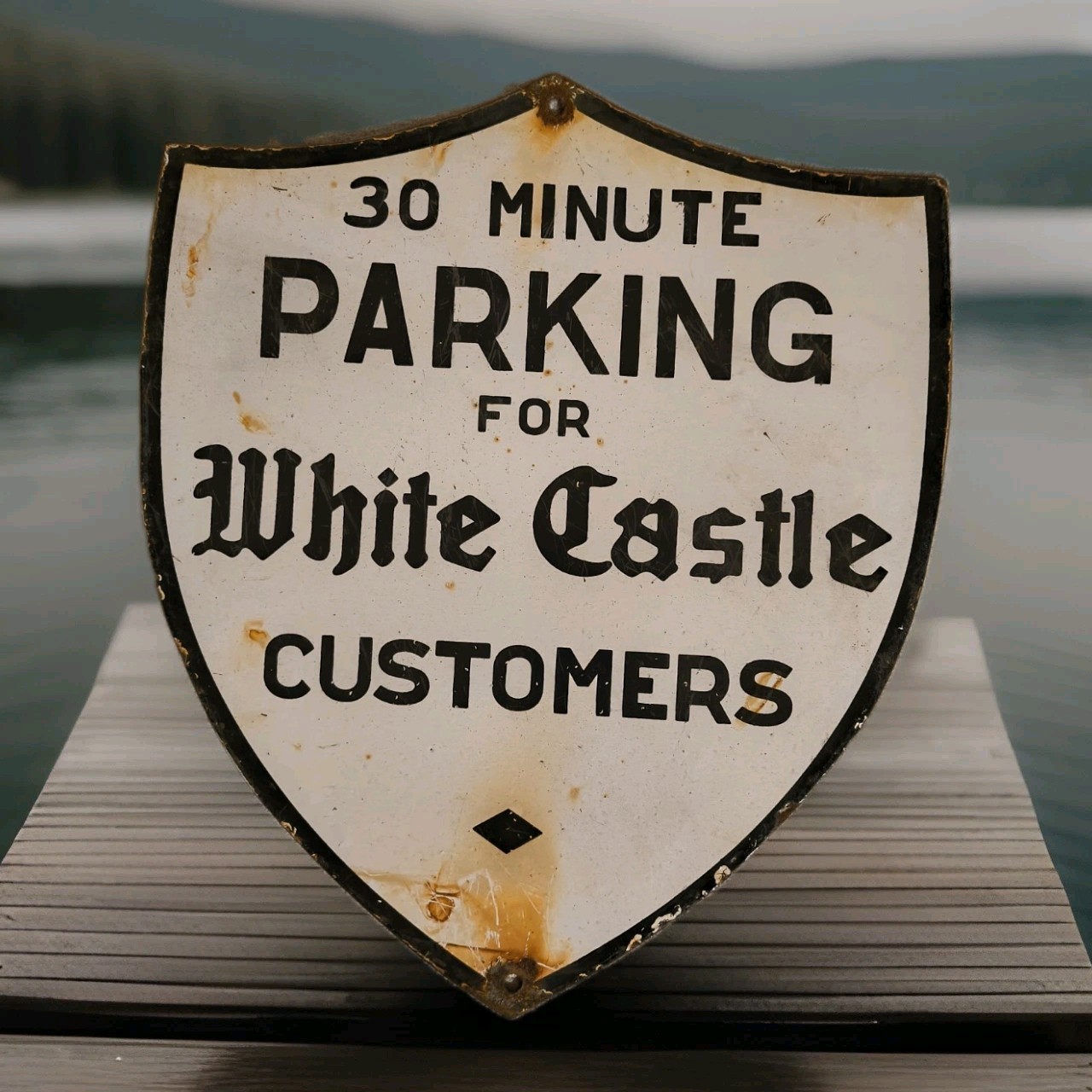 Vintage White Castle Porcelain Sign Buy Them By Sack Hamburger Krystal 12