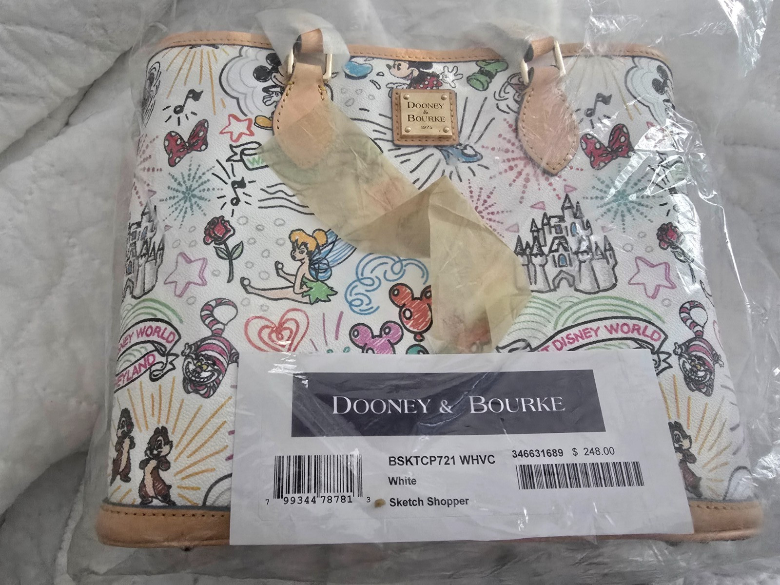 Disney Parks Mickey Minnie Castle Dooney & Bourke Sketch Tote Bag New With Tags