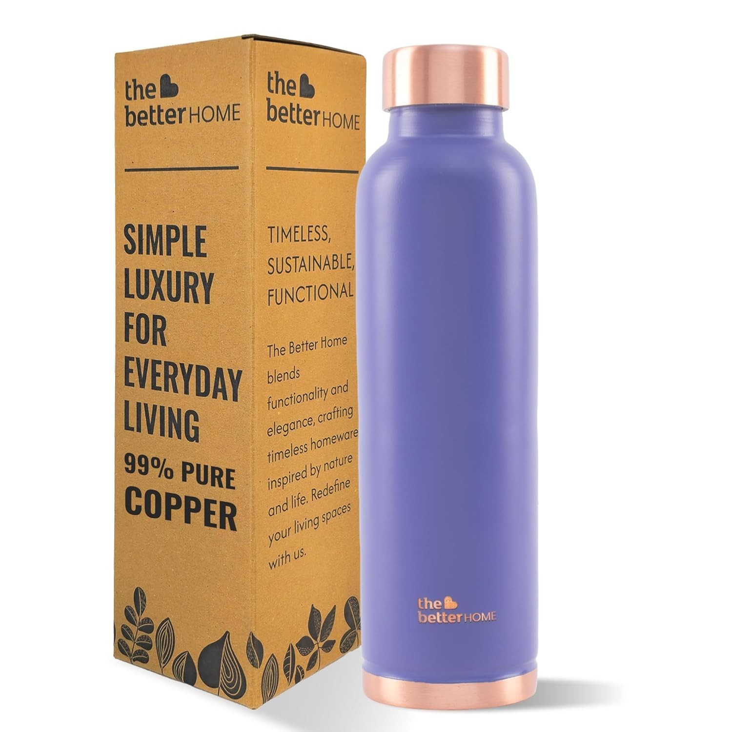 Copper Water Bottle 950ml Purple The Better Home Health Bottle