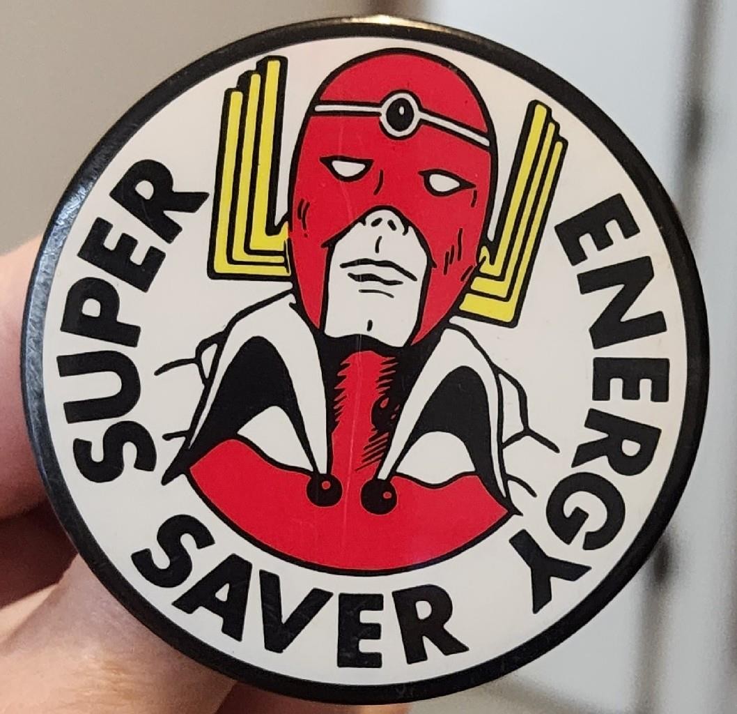 VINTAGE SUPER ENERGY SAVER ADVERTISING PIN BADGE BUTTON ELECTRIC UTILITIES CO.
