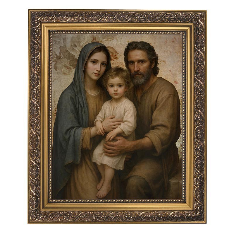 Framed Print - Holy Family - Under Glass With Gold Finish Frame, 12.5\
