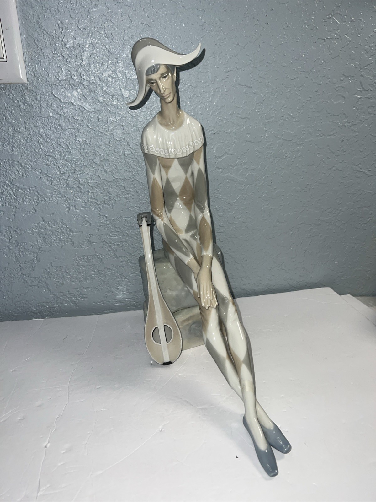 Vintage Lladro NAO 4558 Sad Harlequin Porcelain Figure-see Description