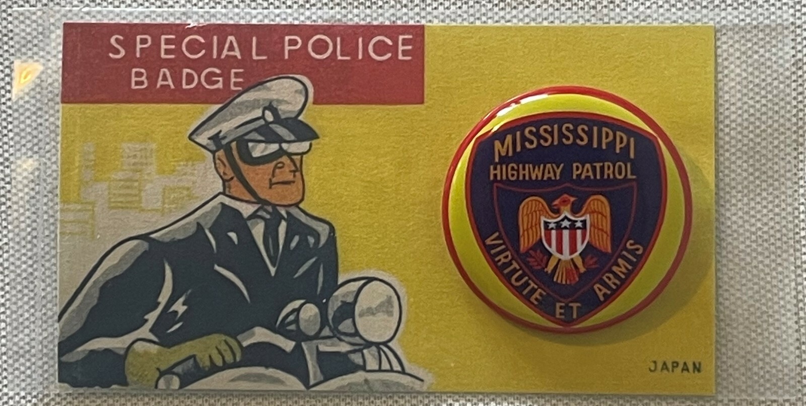 Vintage 1960s-1970s MS Highway Patrol Toy Police Badge 🚔 NOS Card Japan